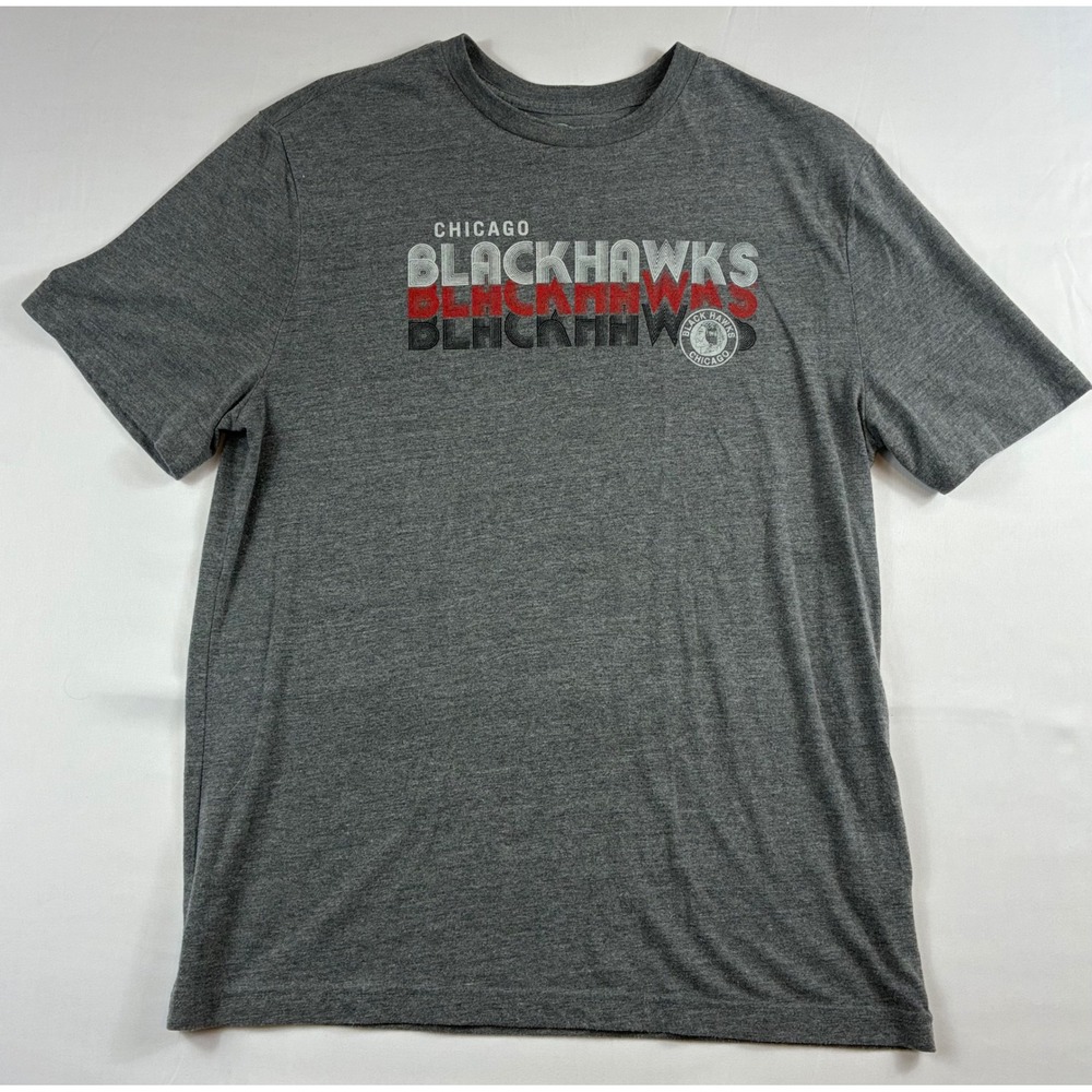 Fanatics Chicago Blackhawks NHL T-Shirt Mens Large Gray Short Sleeve Hockey Tee